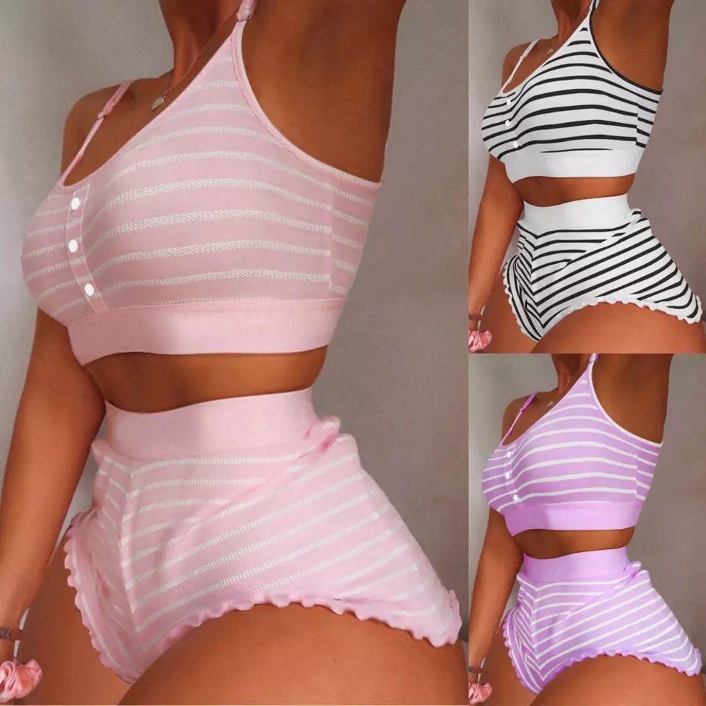 Two pieces Sleepwear Bra set Women Sexy Lingerie Sleepwear